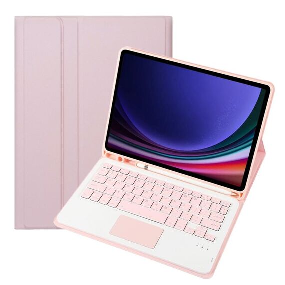 Per Samsung Galaxy Tab S9 A710B-A Custodia per tablet in pelle con tastiera TPU color caramella touch Bluetooth con portapenne (rosa)