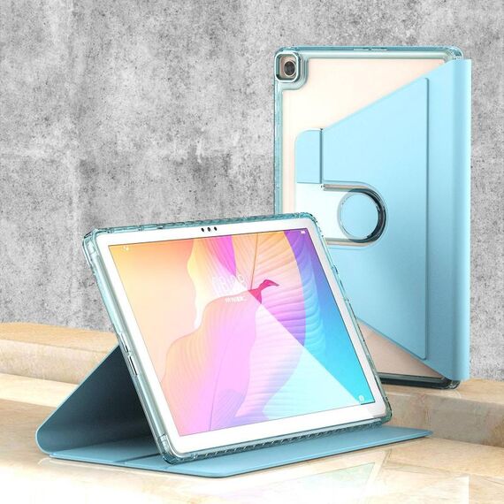 Per Huawei MatePad T10 / T10S Clear 360 Rotation Stand Custodia per tablet in pelle intelligente (Baby Blue)