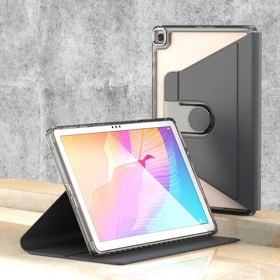 Per Huawei MatePad T10 / T10S Clear 360 Rotation Stand Custodia per tablet in pelle intelligente (nero)