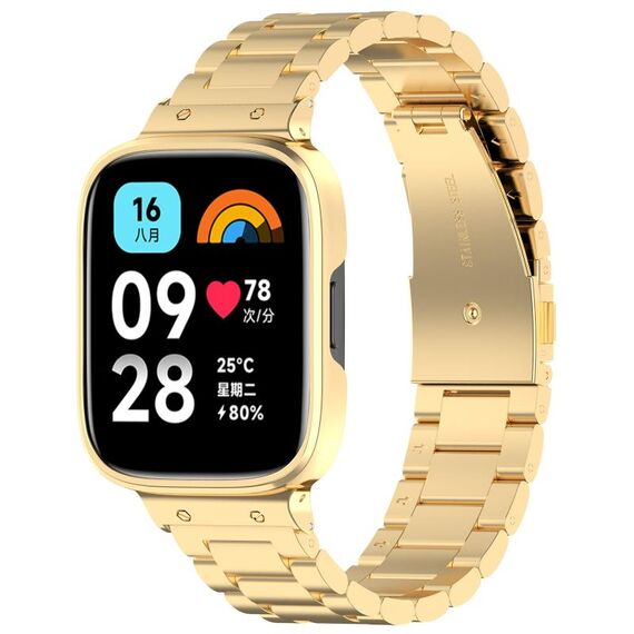 Per Redmi Watch 3 Lite / Watch 3 Active 2 in 1 Cinturino in metallo a tre sfere con cornice per orologio (oro)