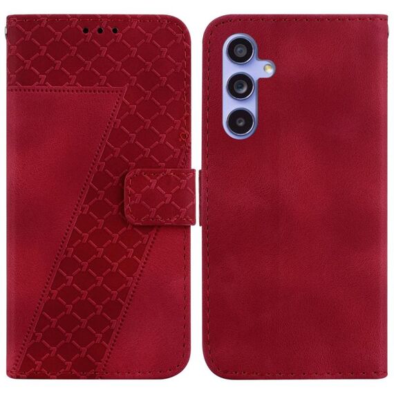 Custodia per telefono in pelle goffrata a forma di 7 per Samsung Galaxy S23 FE 5G (rossa)