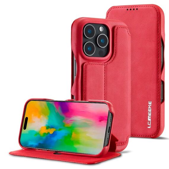 LC.IMEEKE Hon Ancient Series Custodia per telefono in pelle flip per iPhone 15 Plus (rosso)