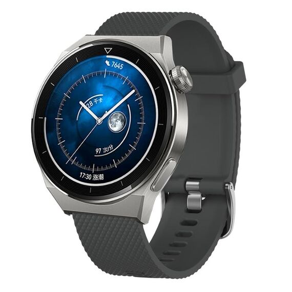 Per Huawei Watch GT3 Pro 43mm 20mm Cinturino in silicone testurizzato con diamanti (grigio scuro)