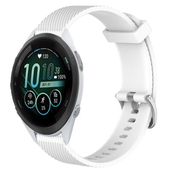 Per cinturino per orologio Garmin Forerunner 265S 18 mm in silicone testurizzato con diamanti (bianco)