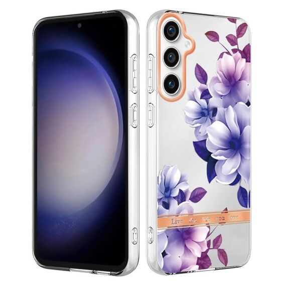 Per Samsung Galaxy S23 FE 5G Custodia per cellulare in TPU serie fiori e piante IMD (begonia viola)