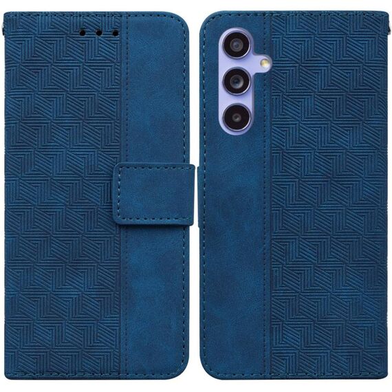 Custodia per telefono in pelle goffrata geometrica per Samsung Galaxy S23 FE 5G (blu)