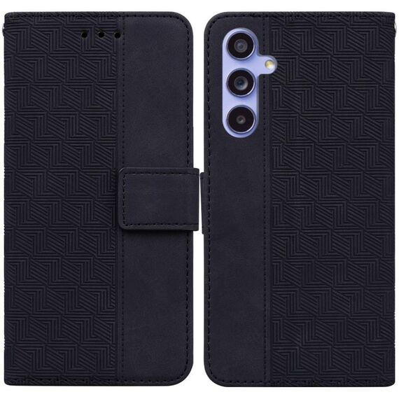Custodia per telefono in pelle goffrata geometrica per Samsung Galaxy S23 FE 5G (nera)