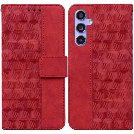 Per Samsung Galaxy S23 FE 5G Custodia in pelle goffrata geometrica (rossa)