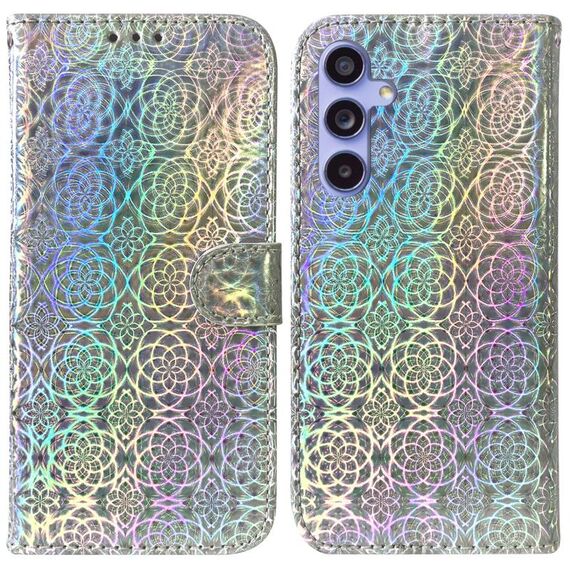 Per Samsung Galaxy S23 FE 5G Custodia per telefono in pelle con fibbia magnetica colorata (argento)