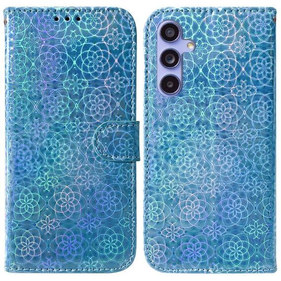 Custodia per telefono in pelle con fibbia magnetica colorata per Samsung Galaxy S23 FE 5G (blu)
