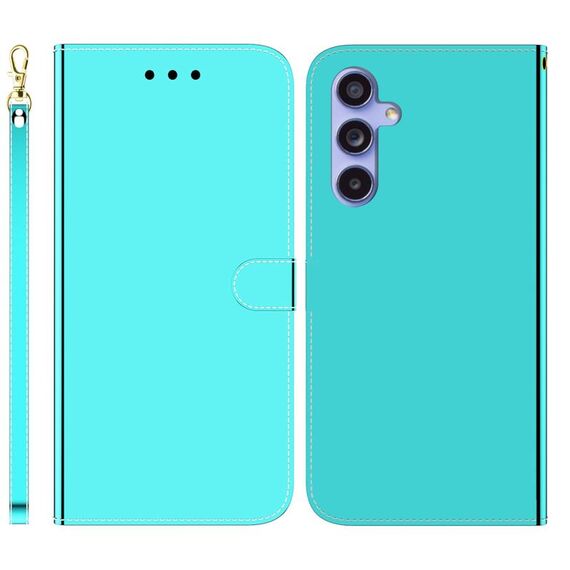 Per Samsung Galaxy S23 FE 5G Custodia in pelle con superficie a specchio imitata (verde menta)