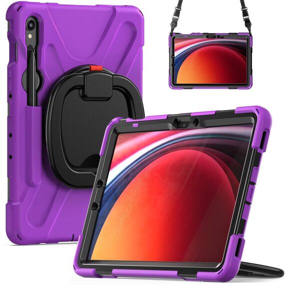Custodia per tablet PC ibrida in silicone per Samsung Galaxy Tab S9 / S8 / S7 con supporto e tracolla (viola)