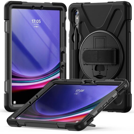 Per Samsung Galaxy Tab S9 / S8 / S7 Impugnatura rotante Custodia per tablet in TPU + PC (nero)