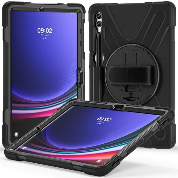 Per Samsung Galaxy Tab S9+ / S8+ Impugnatura rotante Custodia per tablet in TPU + PC (nero)