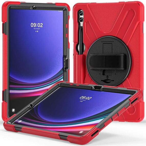 Per Samsung Galaxy Tab S9+ / S8+ Impugnatura rotante Custodia per tablet in TPU + PC (rosso)