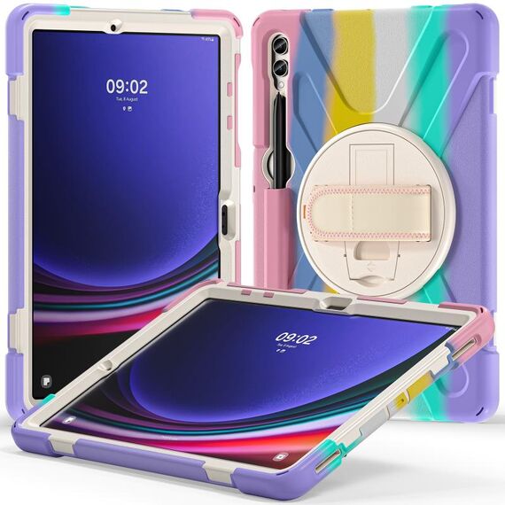 Per Samsung Galaxy Tab S9+ / S8+ Impugnatura rotante Custodia per tablet in TPU + PC (rosa colorato)