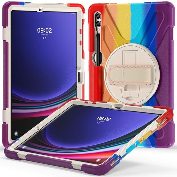 Per Samsung Galaxy Tab S9+ / S8+ Impugnatura rotante Custodia per tablet in TPU + PC (rosso colorato)