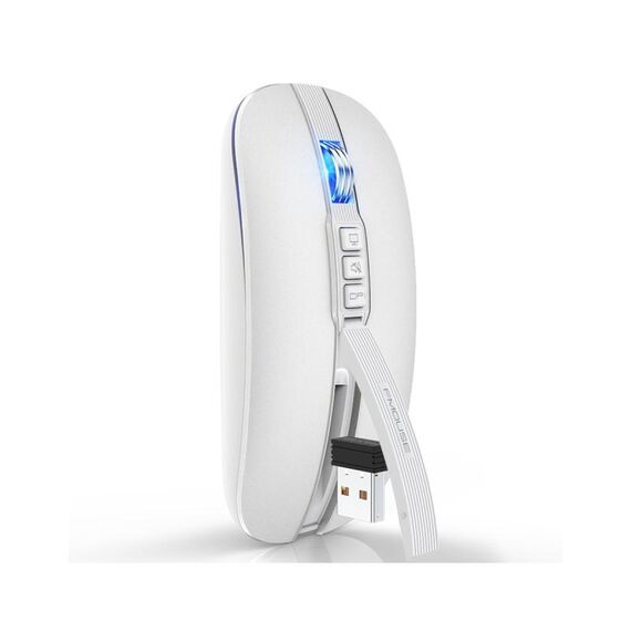 HXSJ M113 2400 DPI Dual Mode 2,4 GHz + Bluetooth 5.1 Mouse wireless (bianco perla)