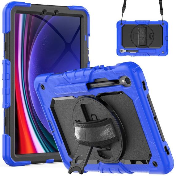 Per Samsung Galaxy Tab S9 / S8 / S7 Custodia in silicone + tablet PC (blu scuro + nero)