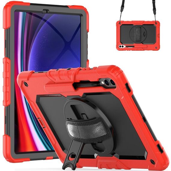 Per Samsung Galaxy Tab S9+ / S8+ Custodia in silicone + tablet PC (rosso + nero)
