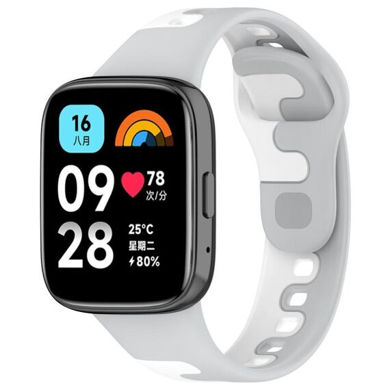 Per Redmi Watch 3 cinturino in silicone bicolore con cucitura attiva (grigio bianco)