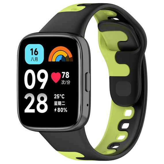 Per Redmi Watch 3 cinturino in silicone bicolore con cucitura attiva (nero verde)