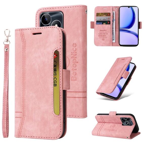 Per Realme C53/Narzo N53 BETOPNICE Custodia in pelle con fibbia a doppio lato (rosa)