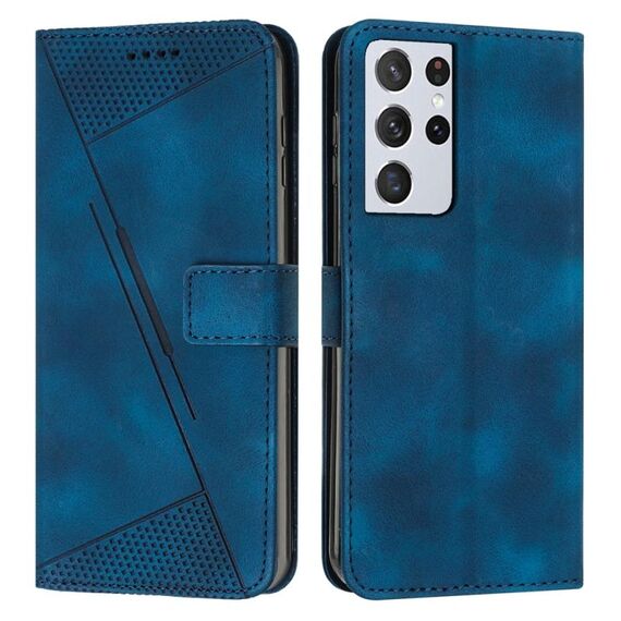 Custodia in pelle per Samsung Galaxy S21 Ultra 5G Dream Triangle con cordino (blu)