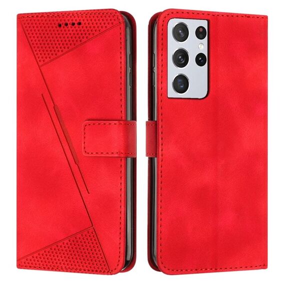 Custodia in pelle per Samsung Galaxy S21 Ultra 5G Dream Triangle con cordino (rosso)