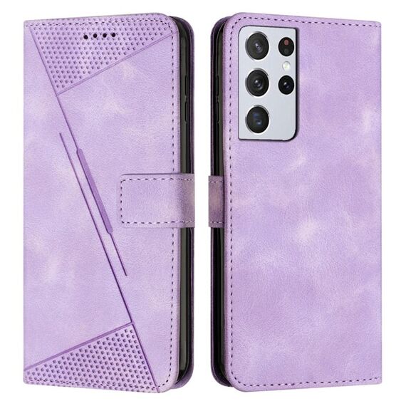 Custodia in pelle per Samsung Galaxy S21 Ultra 5G Dream Triangle con cordino (viola)