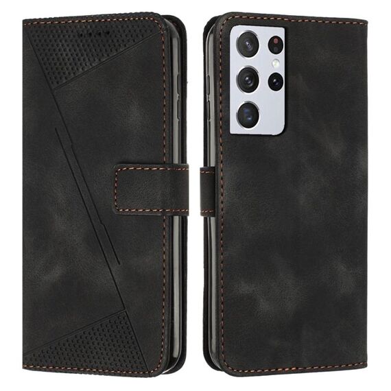 Custodia in pelle per Samsung Galaxy S21 Ultra 5G Dream Triangle con cordino (nero)