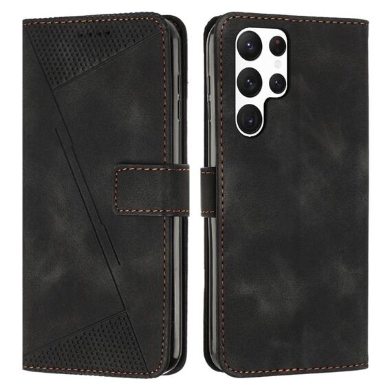 Custodia in pelle per Samsung Galaxy S22 Ultra 5G Dream Triangle con cordino (nero)