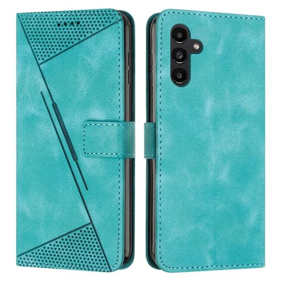 Custodia in pelle per Samsung Galaxy S23 FE 5G Dream Triangle con cordino (verde)