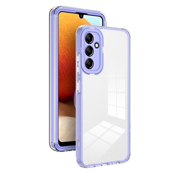 Per Samsung Galaxy S23 FE 5G 3 in 1 Custodia per telefono con cornice per PC a colori in TPU trasparente (viola)