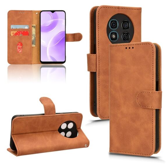 Per Ulefone Note 15 Custodia per telefono in pelle con vibrazione magnetica Skin Feel (marrone)
