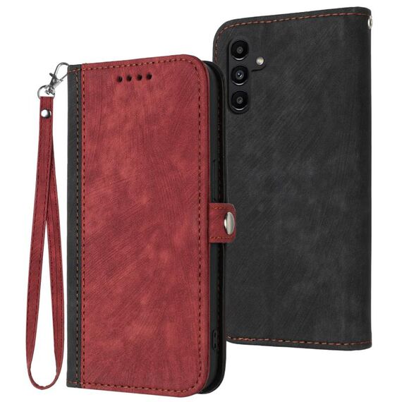 Per Samsung Galaxy S23 FE 5G Custodia per telefono in pelle con fibbia laterale doppia piegatura a mano(Rosso)