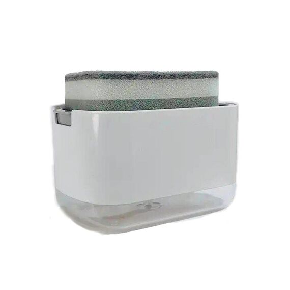 Dispenser di sapone a pressione, portasapone staccabile con design a doppio strato, specifiche: bianco con spugna