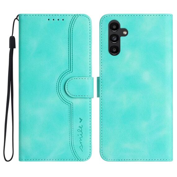 Per Samsung Galaxy S23 FE 5G Custodia in pelle con motivo a cuore Skin Feel (azzurro)