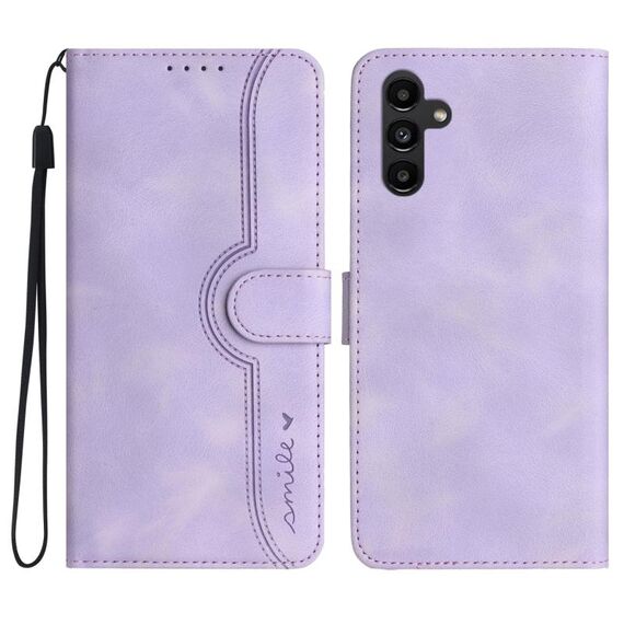 Per Samsung Galaxy S23 FE 5G Custodia in pelle con motivo a cuore Skin Feel (viola)