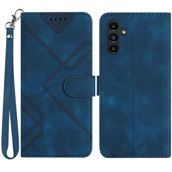 Custodia in pelle per Samsung Galaxy S23 FE 5G con motivo a linee Skin Feel (blu reale)