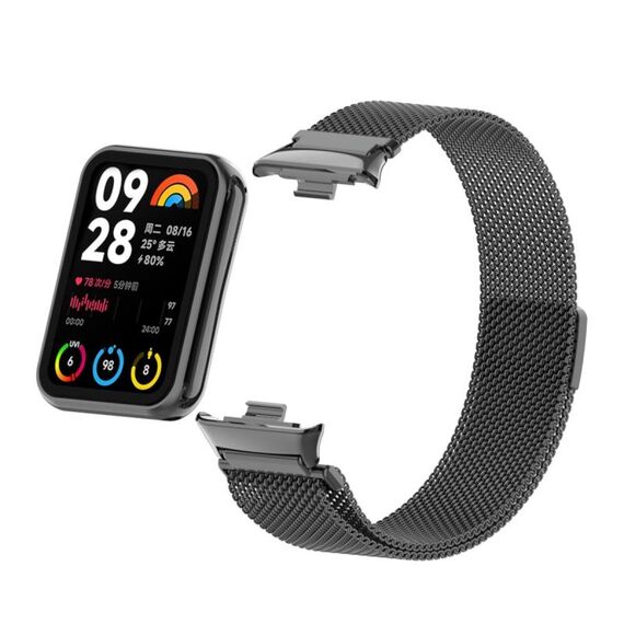 Per cinturino per orologio in maglia metallica magnetica Xiaomi Mi Band 8 Pro Milan (nero)