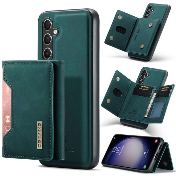 Per Samsung Galaxy S23 FE 5G DG.MING Serie M2 Borsa multi-carta 3 pieghe + Custodia magnetica per telefono (Verde)