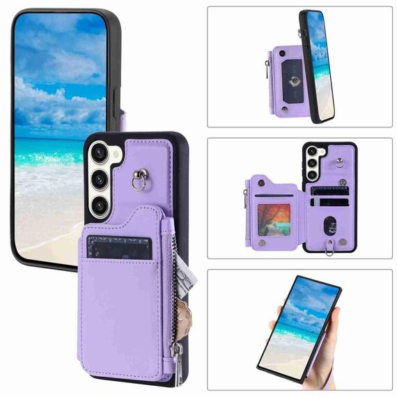 Per Samsung Galaxy S23+ 5G Slot per schede con cerniera Custodia per telefono RFID (viola)