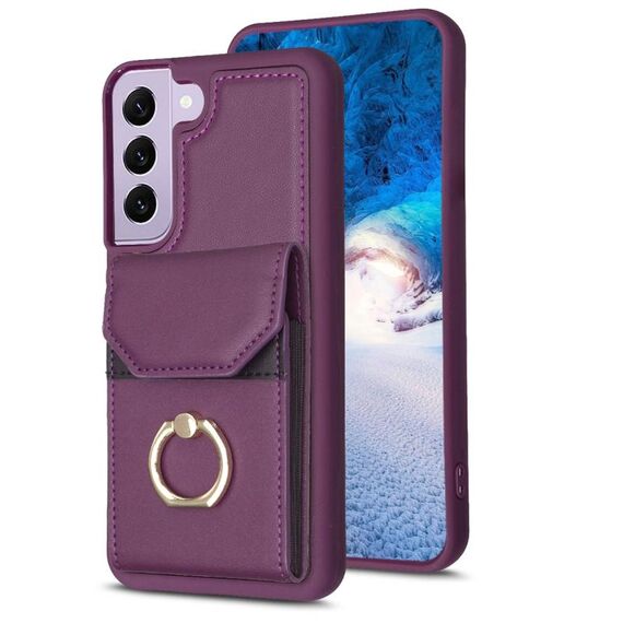 Per Samsung Galaxy S22+ 5G BF29 Custodia per telefono con anello per porta carte di organo (luce scura)