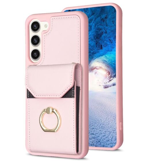 Per Samsung Galaxy S23+ 5G BF29 Custodia per cellulare con anello per porta carte di organo (rosa)