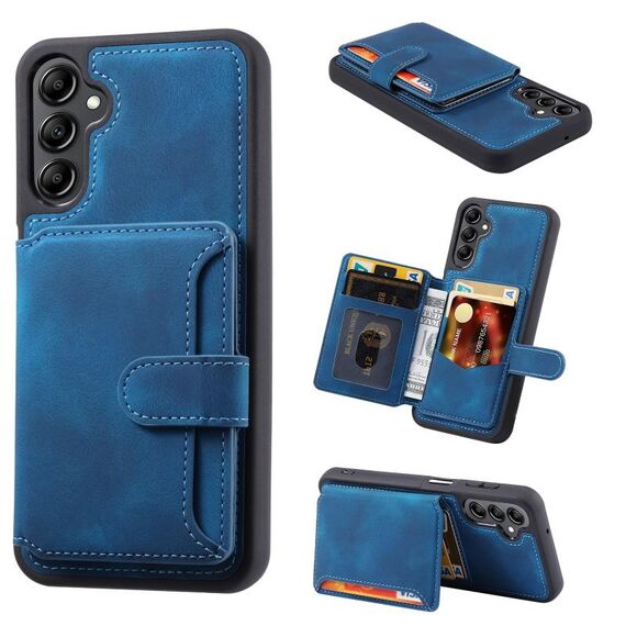 Per Samsung Galaxy S23 FE 5G Skin Feel Dream RFID Custodia antifurto per carta PU Custodia per telefono (Blu pavone)