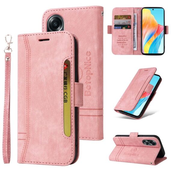 Per OPPO A58 4G BETOPNICE Custodia per telefono in pelle con fibbia a doppio lato (rosa)
