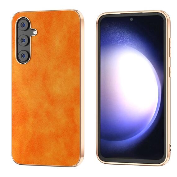 Per Samsung Galaxy S23 FE 5G Nano Galvanotecnica Dual Color Lichi Texture PU Custodia per telefono (Arancione)