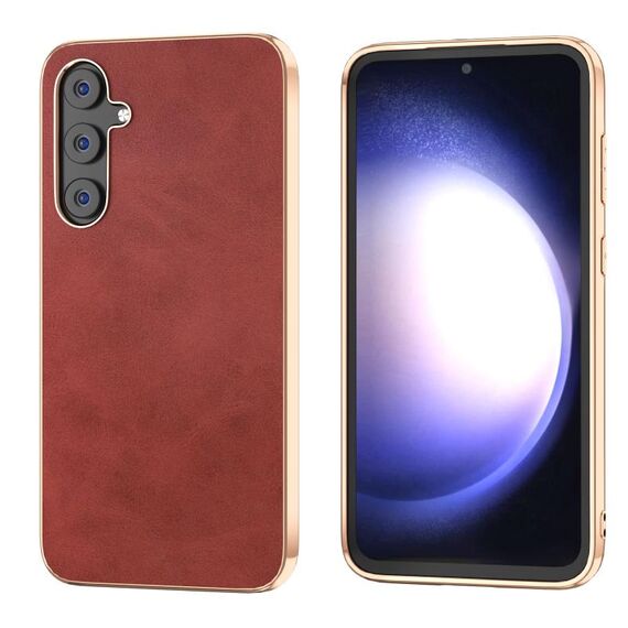 Per Samsung Galaxy S23 FE 5G Nano Galvanotecnica Custodia protettiva per telefono in pelle bovina bicolore (Rosso)