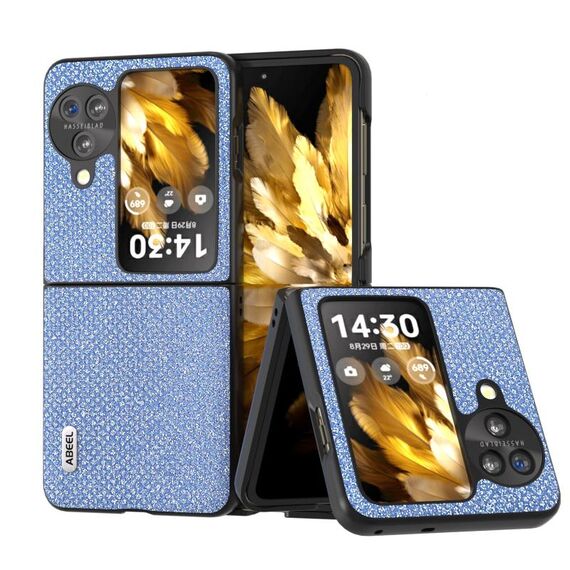 Per OPPO Find N3 Flip Diamond ABEEL Custodia per telefono con bordo nero (blu zaffiro)
